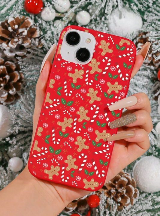 Christmas Gingerbread Pattern Red iPhone 15 Pro Max Soft Case