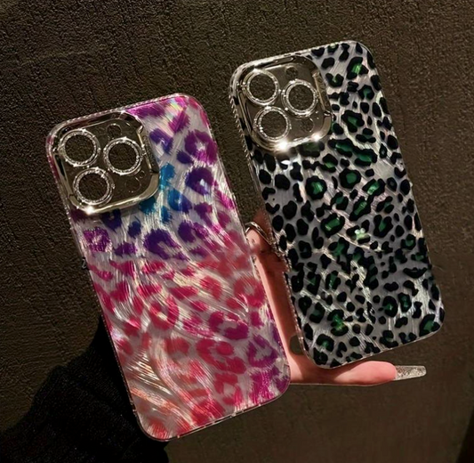 iPhone 15   Soft Case Leopard Print Pattern Bling Multicolor  (choose size and color)