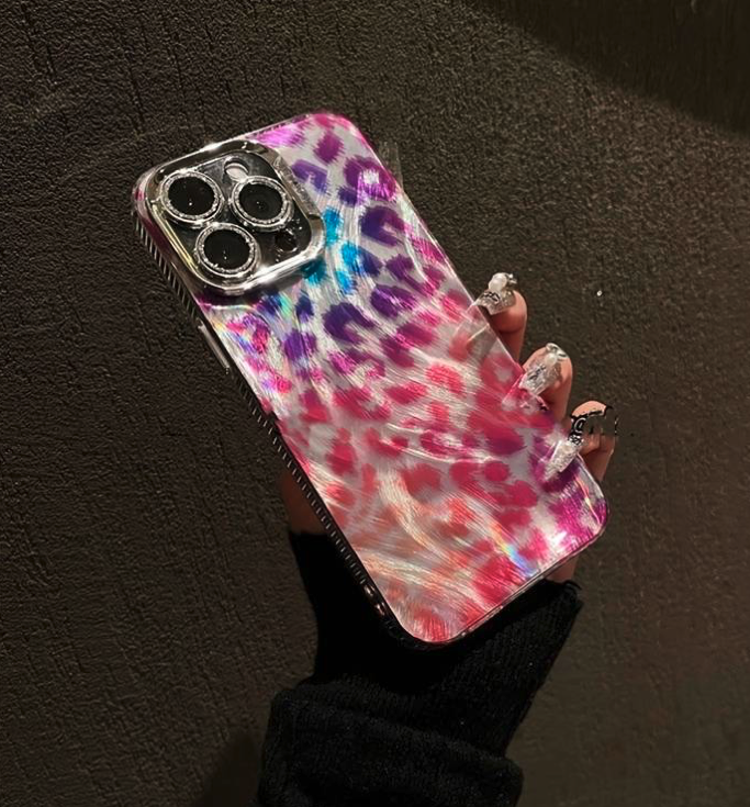 iPhone 15   Soft Case Leopard Print Pattern Bling Multicolor  (choose size and color)