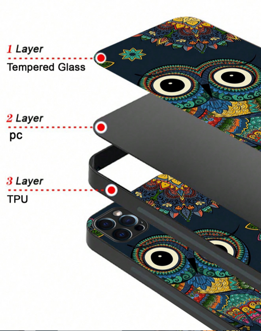 iPhone 15 Pro Max Owl Aztec Pattern Multicolor Soft Case