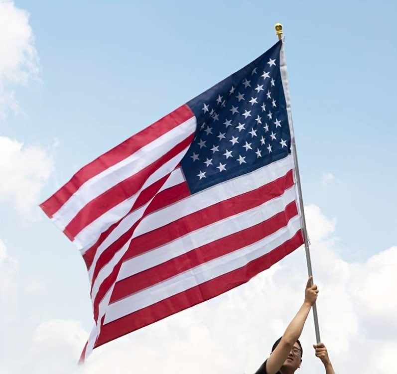 America Flag with Embroidered Stars, Heavy Duty, Sewn Stripes