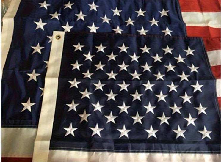 America Flag with Embroidered Stars, Heavy Duty, Sewn Stripes