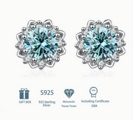 1 carat Moissanite Snowflake Earrings