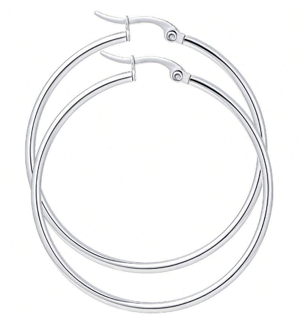 Silver Stainless Steel Hoop Earrings