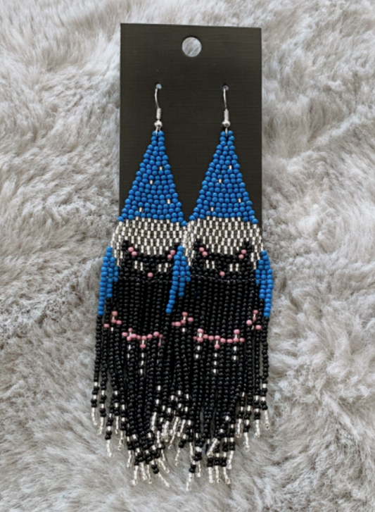 Bat Boho Multicolor HANDMADE Tribal Seed Beads Earrings