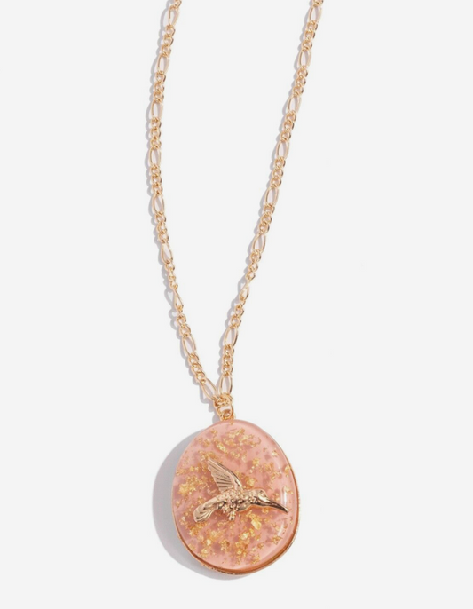 Humming Bird Pink Gold  Necklace