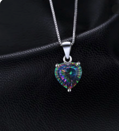 925 Sterling Silver Mystic Topaz Heart Shaped Necklace