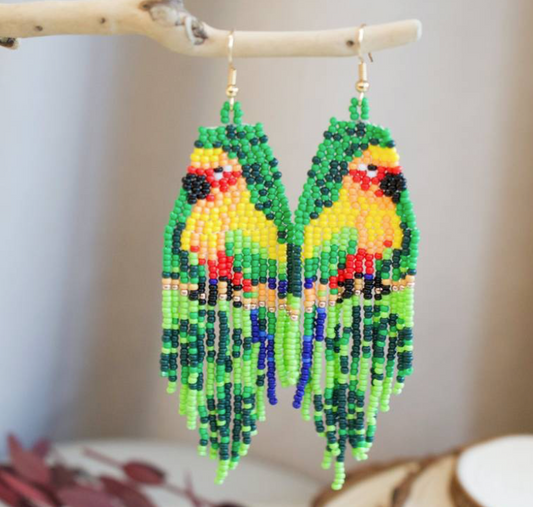 Parrot Seed Beaded Multicolor  Earrings