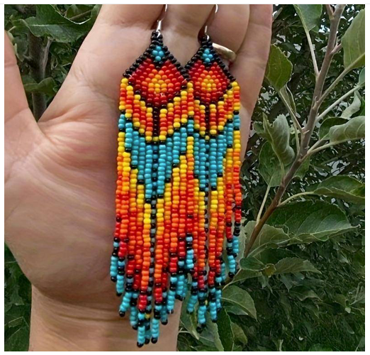 Boho Tribal Multicolor Seed Bead  Earrings