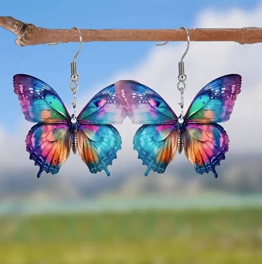 Butterfly Earrings Multicolor Stainless Steel