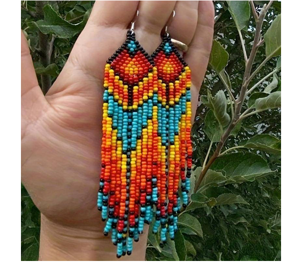 Western Tribal Theme Beaded Earring