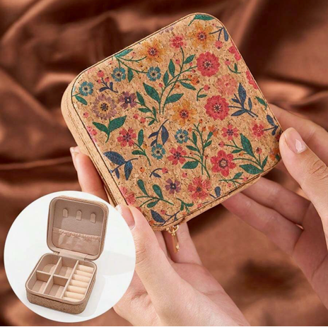 Floral Jewelry Travel Box Case Zip Around