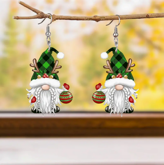 Christmas Gnome Earrings Multicolor