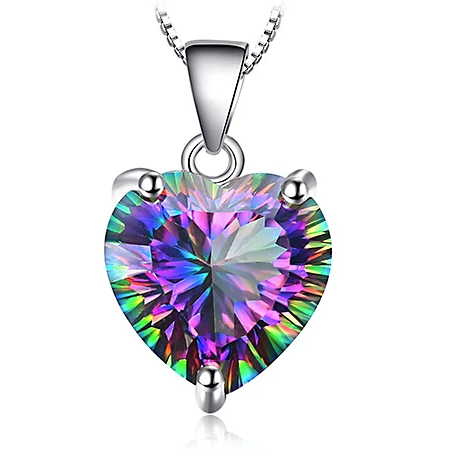 925 Sterling Silver Mystic Topaz Heart Shaped Necklace