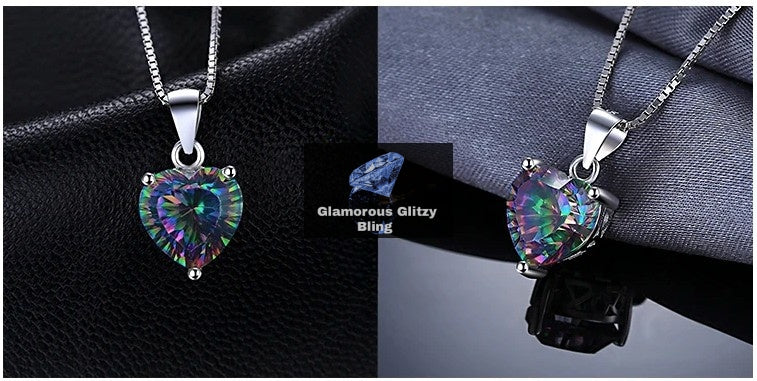 925 Sterling Silver Mystic Topaz Heart Shaped Necklace