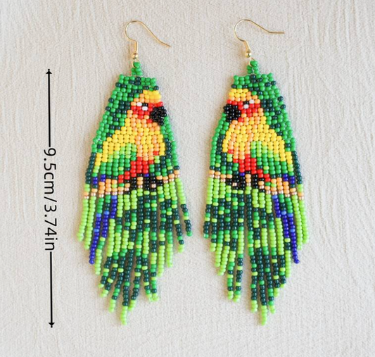 Parrot Seed Beaded Multicolor  Earrings