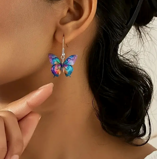 Butterfly Earrings Multicolor Stainless Steel Fishhook