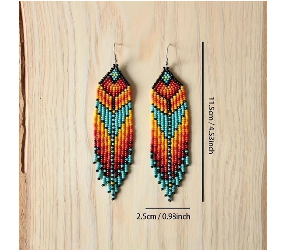 Western Tribal Theme Beaded Earring