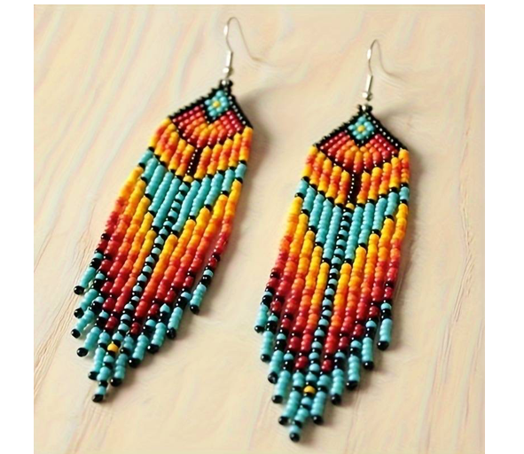 Western Tribal Theme Beaded Earring