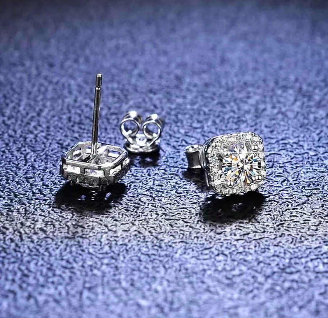 Moissanite  1 carat Sterling Silver Post Earrings  ( preorder ~ special order )