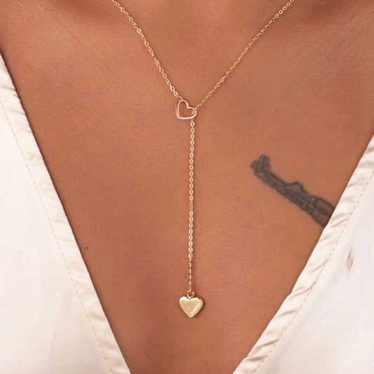 Darling  peach heart love pendant women's Y-shaped necklace