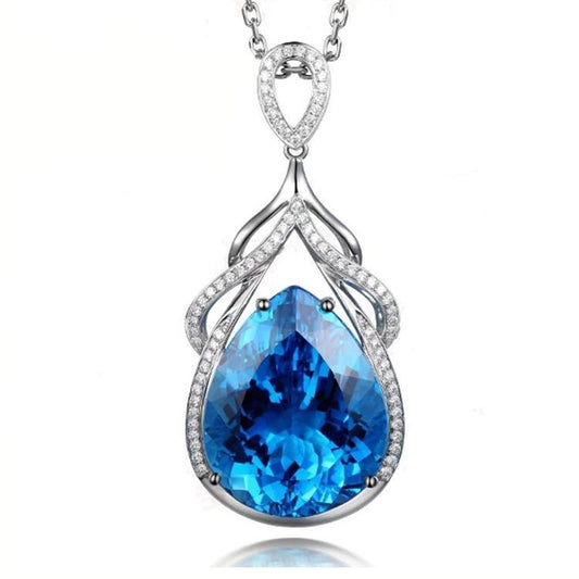 "  Mermaid Song  "  Blue Topaz Teardrop Shaped    Necklace