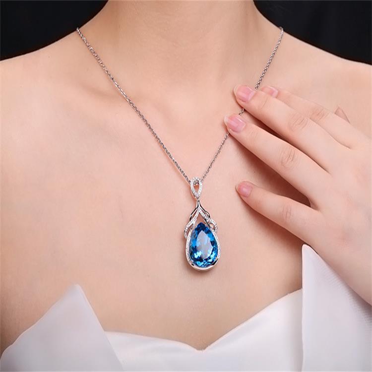 "  Mermaid Song  "  Blue Topaz Teardrop Shaped    Necklace