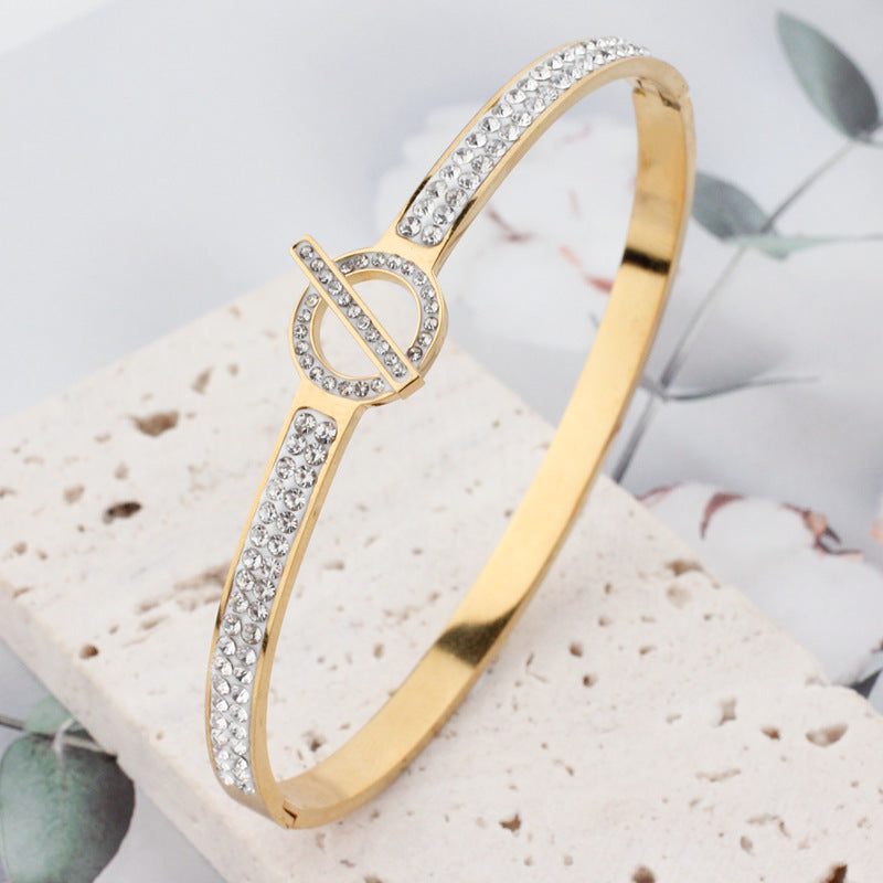 Stainless Steel  Crystal  Diamond  Luxury Hinge  Bracelet