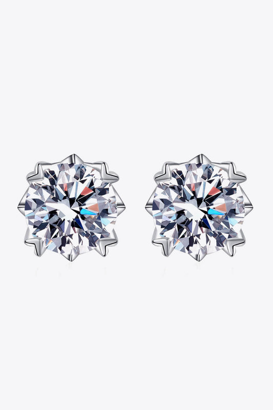 925 Sterling Silver  4 Carat  Moissanite  Post Back Stud  Earrings