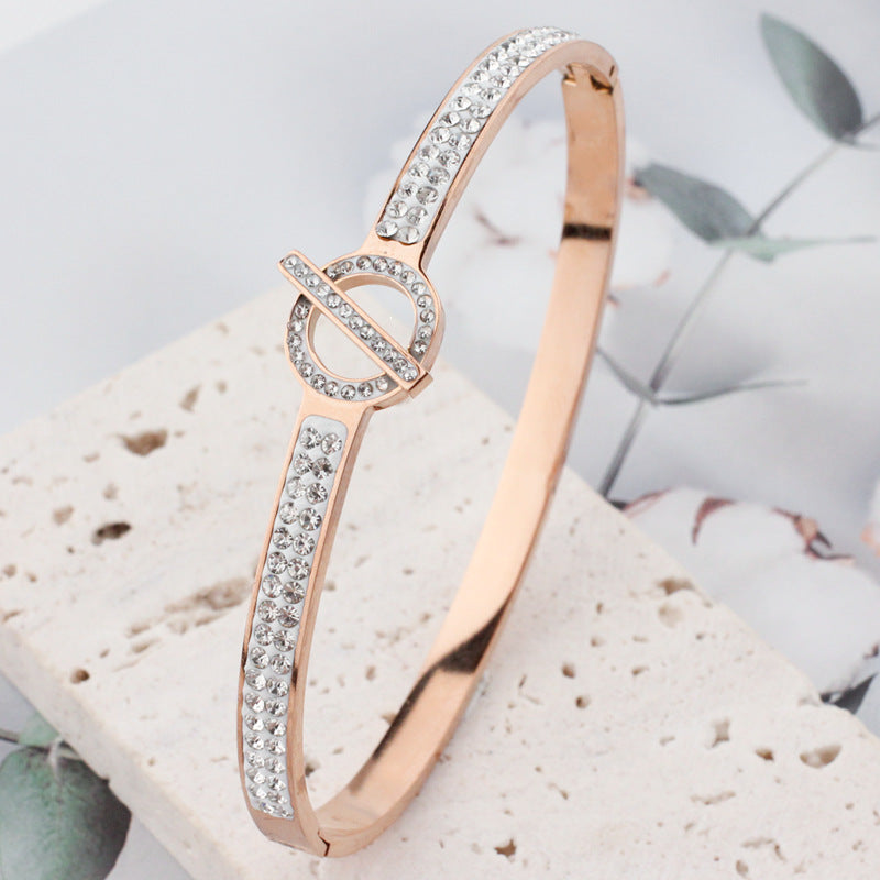 Stainless Steel  Crystal  Diamond  Luxury Hinge  Bracelet