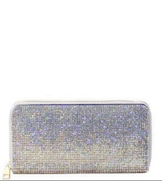 Fashion Wallet   IRIDESCENT CRYSTAL COVERED Zip Around