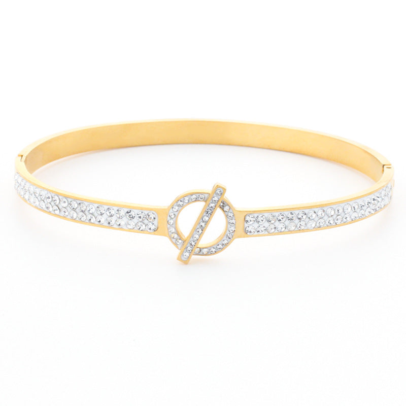 Stainless Steel  Crystal  Diamond  Luxury Hinge  Bracelet