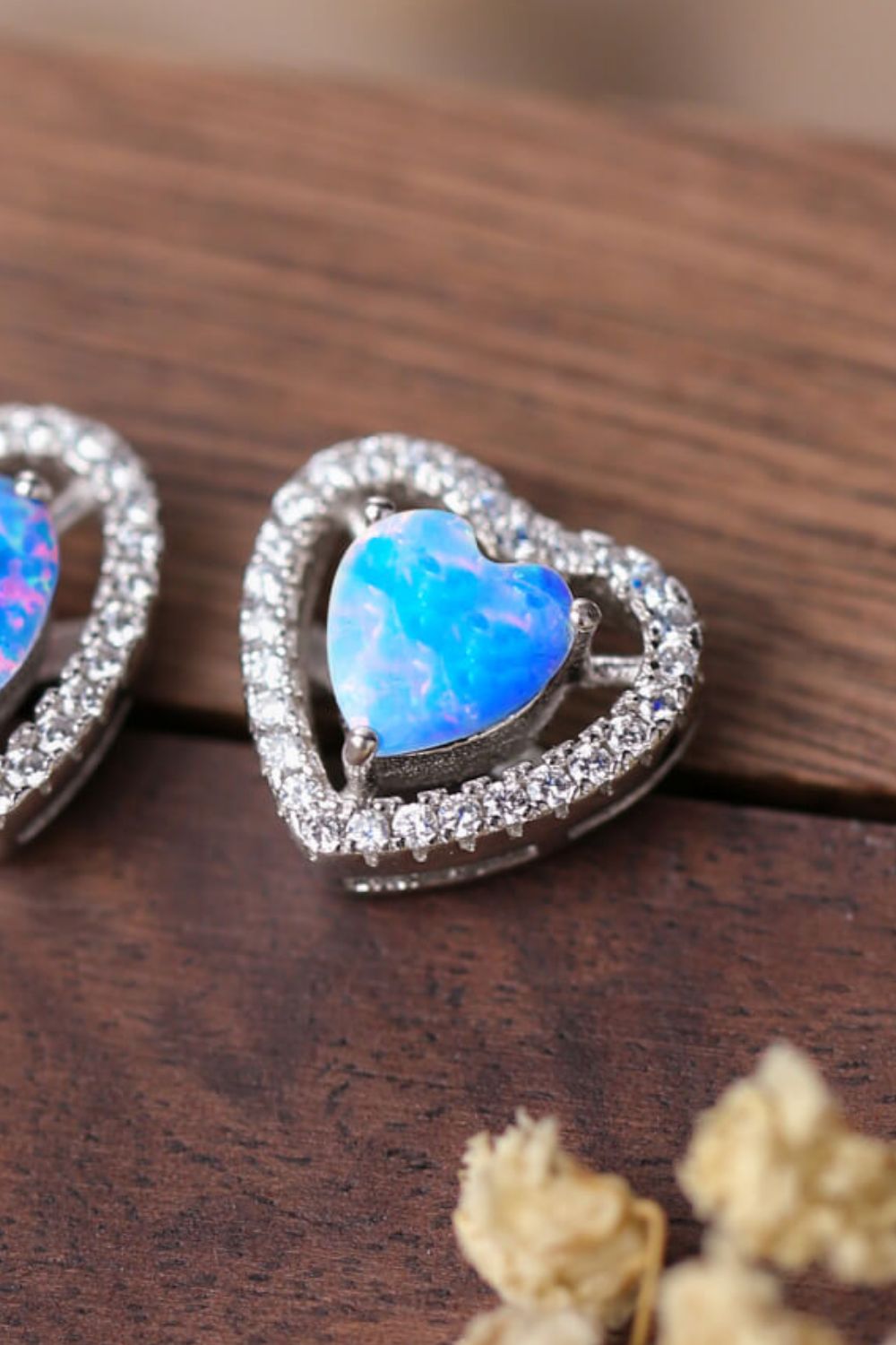 925 Sterling Silver  Opal  Heart  Stud  Post Back  Earrings