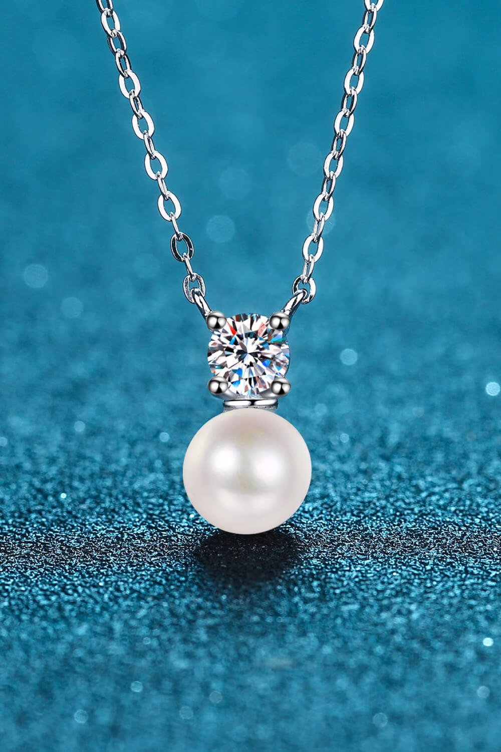 925 Sterling Silver  Freshwater  Pearl  Moissanite  Necklace