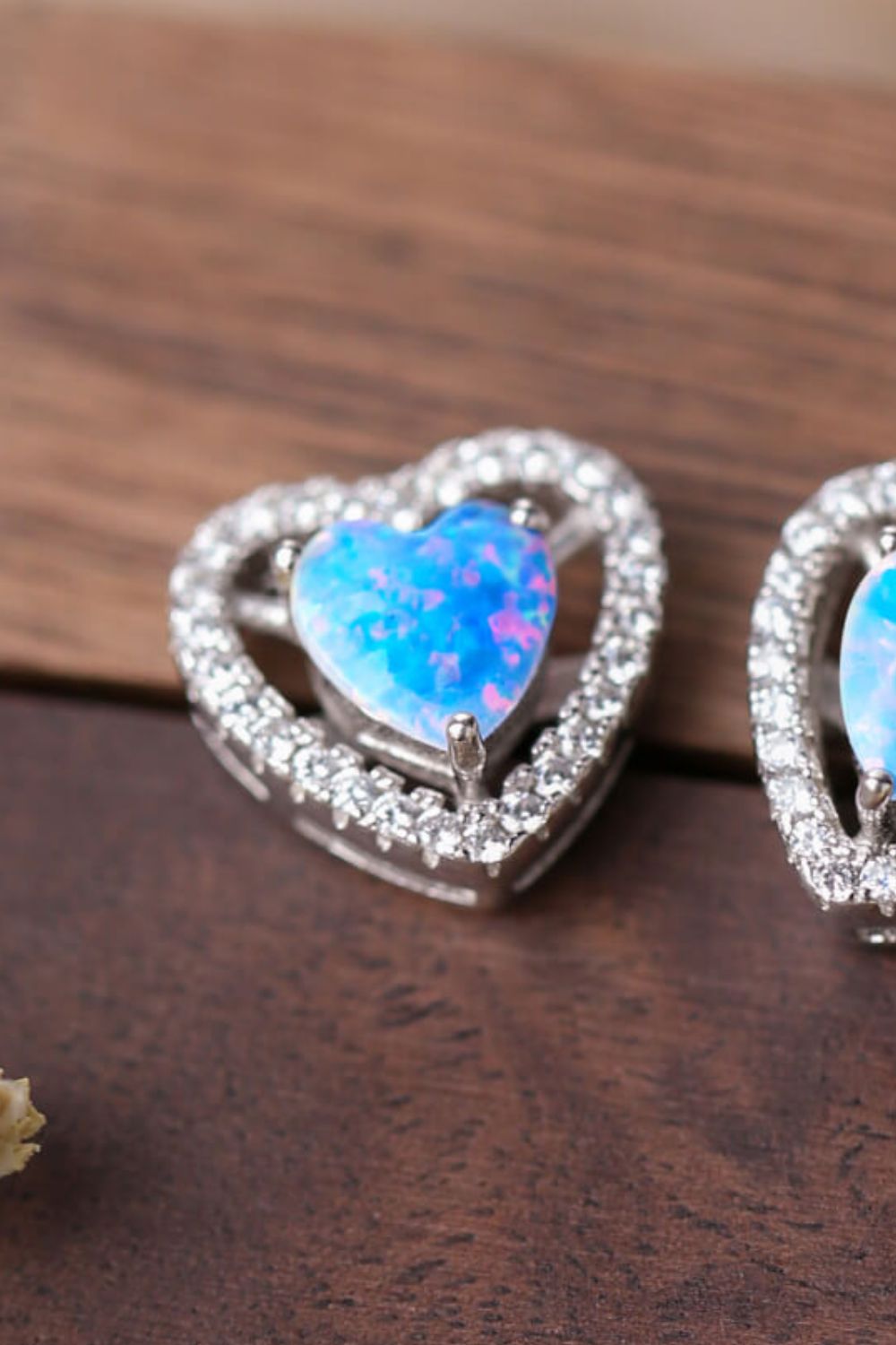 925 Sterling Silver  Opal  Heart  Stud  Post Back  Earrings