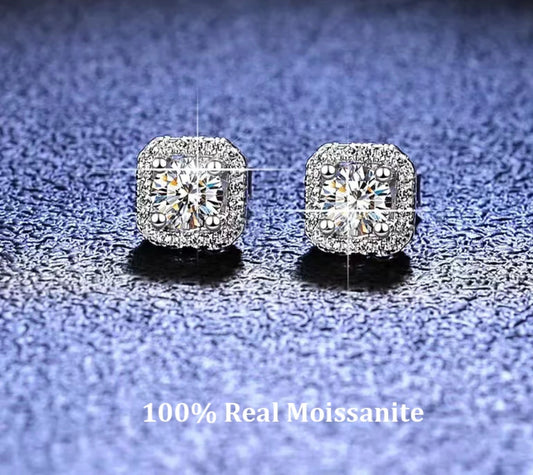 Moissanite  1 carat Sterling Silver Post Earrings  ( preorder ~ special order )