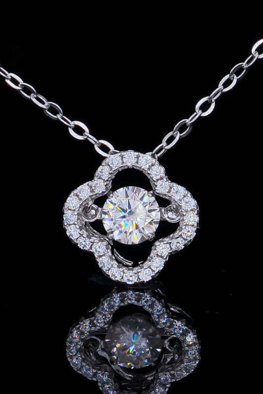 925 Sterling Silver  Moissanite  Flower  Pendant  Necklace