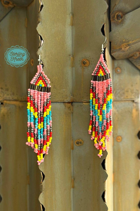 Tiger Lily Seed Bead  Earrings