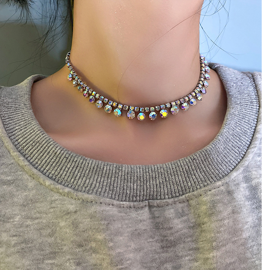 AB Pastel OIL SPILL Candy Iridescent Colorful Boho Necklace