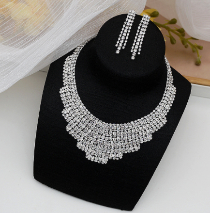 Zircon Crystal Geometric Necklace and Earring Se