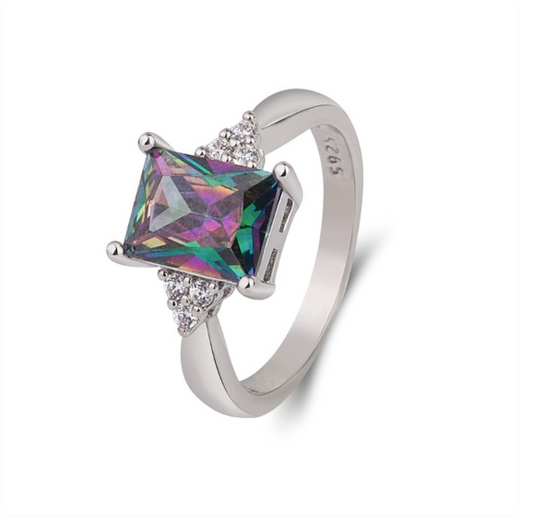 Ladies Mystic Topaz Rainbow Colorful Ring  Size 10