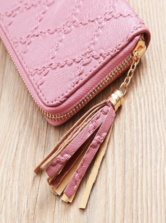Embossed Zipper Around Woman's Wallet (Pick Color)