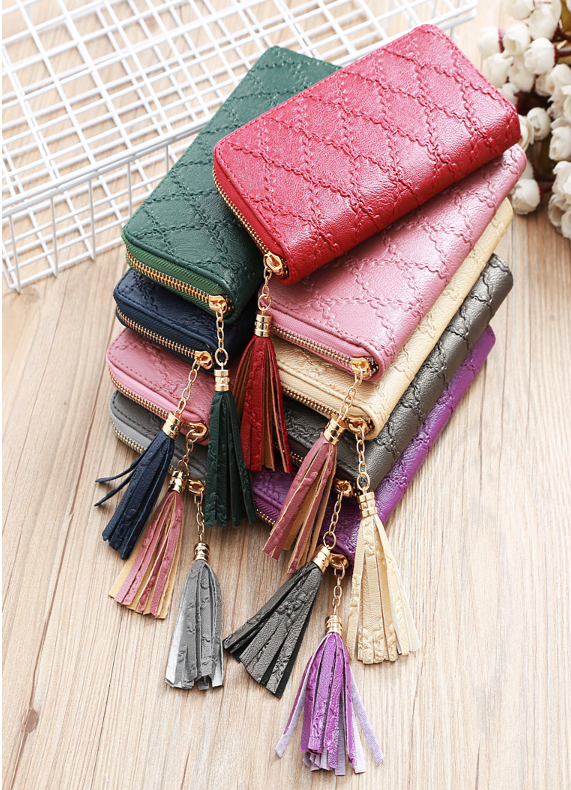 Embossed Zipper Around Woman's Wallet (Pick Color)