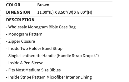 Fashion Monogram iPad, iPad mini, Bible Case Bag  -  BROWN