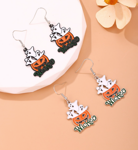 Halloween Pumpkin Ghost Earrings