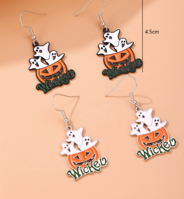 Halloween Pumpkin Ghost Earrings