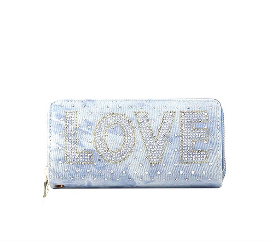 Fashion Wallet   " Love " Denim