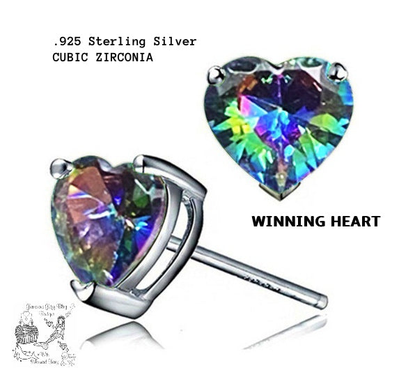 " WINNING HEART  "     S925  OIL SPILL  EARRINGS