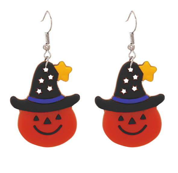 Halloween  Pumpkin Hat Multicolor    Earrings