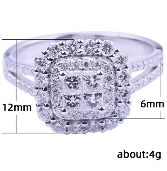 AAAAA + Cubic Zirconia on S925 Sterling Silver EAngagement Wedding Ring